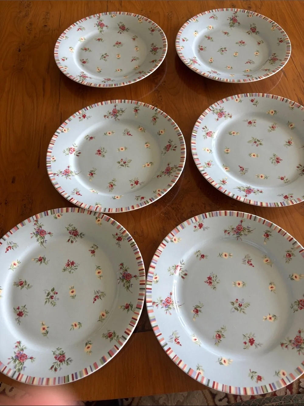 Laura Ashley Light Blue Floral Dessert Plates - Set of 6